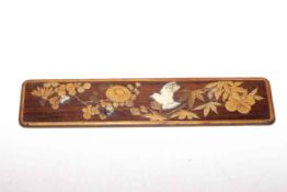 Japanese Shibayama panel with ivory and mother of pearl, 24cm wide.