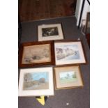 Collection of various prints, oil on panel and watercolours.