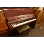 Fazer, Finland overstrung piano and stool, 145cm wide.