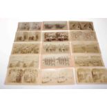 Collection of thirty two Stereoscopic cards of China scenes including people in urban and rural