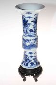 Chinese blue and white vase having insect, bird and foliage decoration, four character mark, 29.