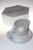 Boxed as new ladies Marianne wedding hat in blue fabric.