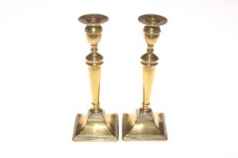 Pair Antique brass candlesticks, 23.5cm.