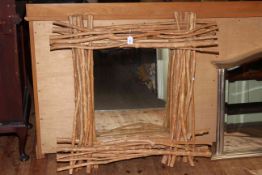 Unusual arboreal framed wall mirror, 101cm by 101cm overall.