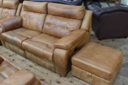 Barker & Stonehouse tan leather four piece lounge suite comprising two reclining settees,