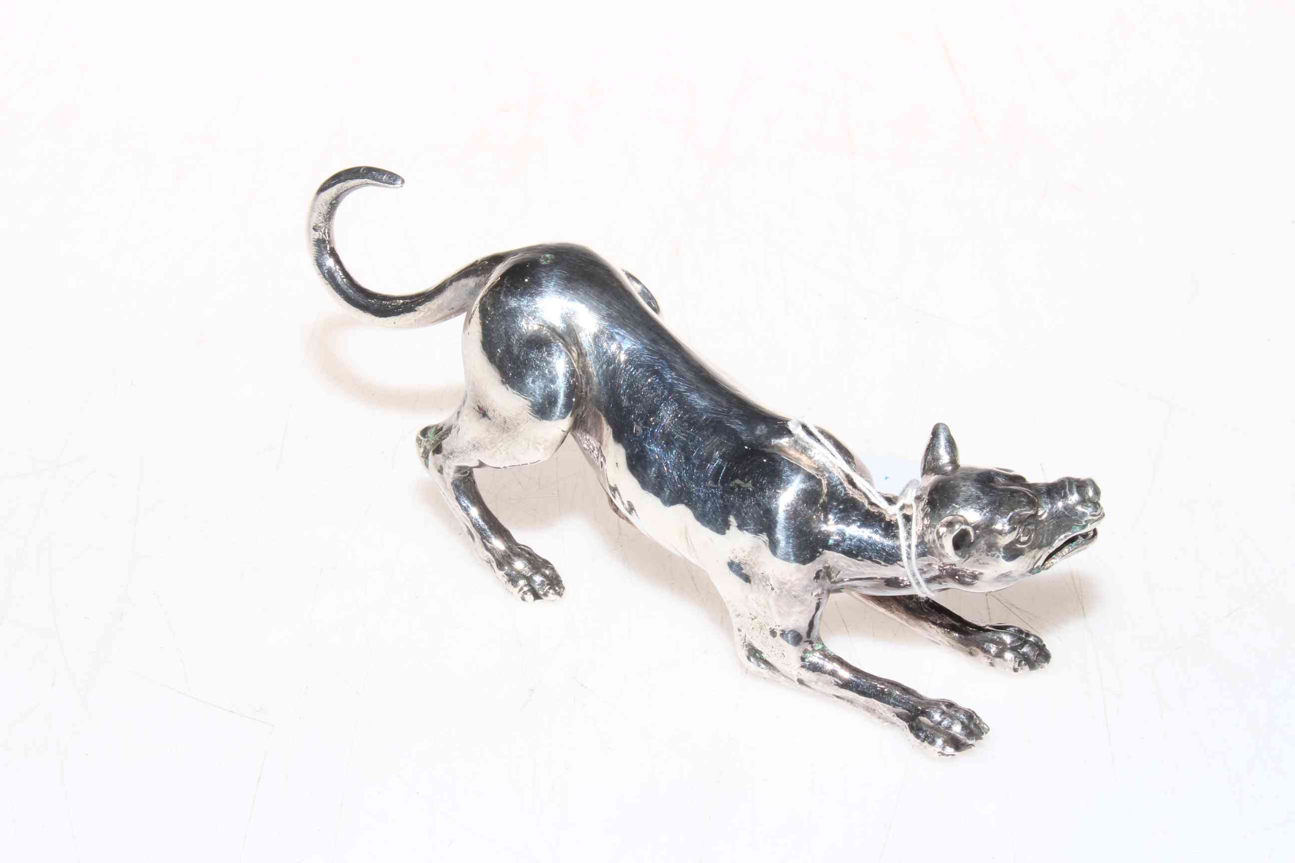 Silver plated model of growling hound, 13cm length. - Image 2 of 2