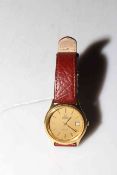 Omega De Ville gents quartz date wristwatch with leather strap.