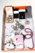 Collection of jewellery including silver muff chain 80cm, silver Pandora bracelet, etc.