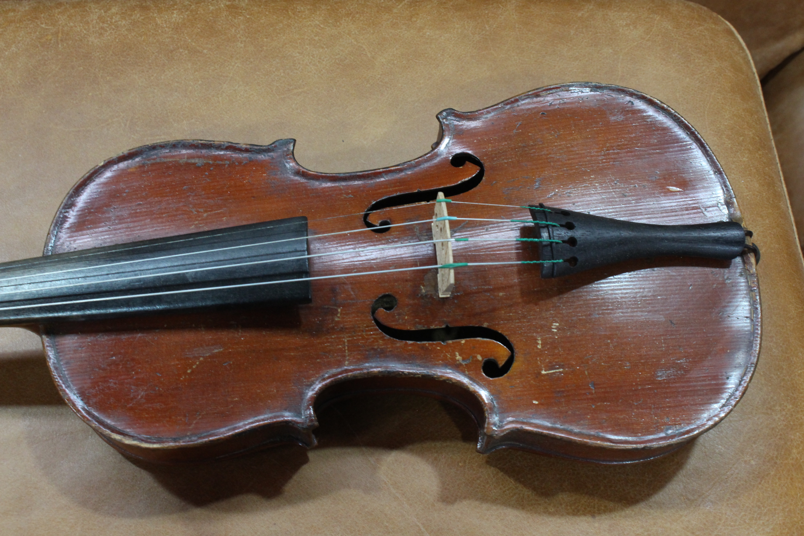Two cased violins with bows (one 3/4 size). Condition: 3/4 violin in fairly poor condition. - Image 6 of 14
