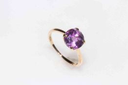 Amethyst and 9 carat gold ring, size Q, with certificate.