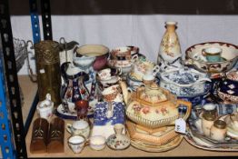 Collection of assorted china including meat plates, Mason;s bowl, Crown Devon vase,