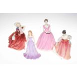 Four Royal Doulton ladies, Fair Lady (coral pink), Autumn Breezes, Amethyst and Sweet Memories.