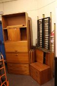 Nine teak ladder rack units, shelving and racking.