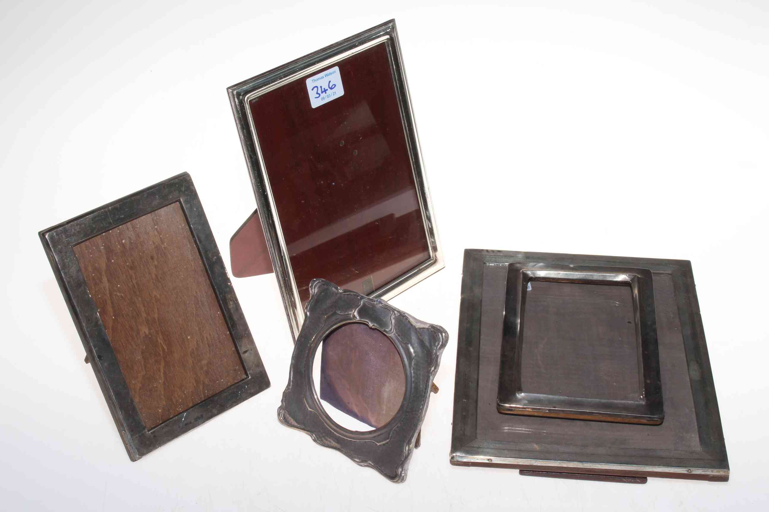 Collection of five various silver mounted photograph frames.