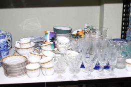 Tuscan Plant and Wedgwood Beaconsfield part tea services, assorted glassware,