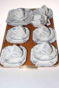 Shelley Art Deco Queen Anne Blue Iris twenty one piece tea set, pattern no. 11561, Rd. 723404.