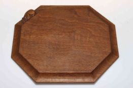 Mouseman hexagonal bread board, 30cm.