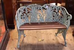 Coalbrookedale style cast fern and leaf patterned garden bench, as new condition, 82cm by 117cm.