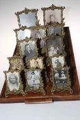 Collection of thirteen ornate cast brass easel photograph frames, largest 23cm by 16cm.