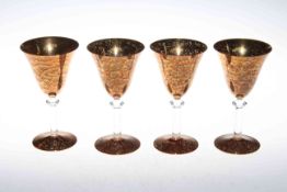 Set of 8 Rimmington Vian 22ct etched glass goblets, each 19cm.