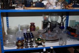 Large collection of glassware including Bohemian glass, glass trinket sets, bowls, comports, vases,