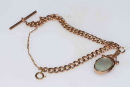 9 carat gold watch albert bracelet with swivel fob.