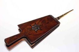 French bellows made from wood, leather and brass, 50cm length.