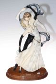 Italian resin sculpture of dancing couple by A. Santini, 48cm.