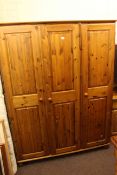 Ducal Victoria pine triple door wardrobe, 184cm by 140cm by 58cm.