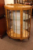 Early 20th Century oak mirror back hallstand and walnut shaped front china cabinet (2).