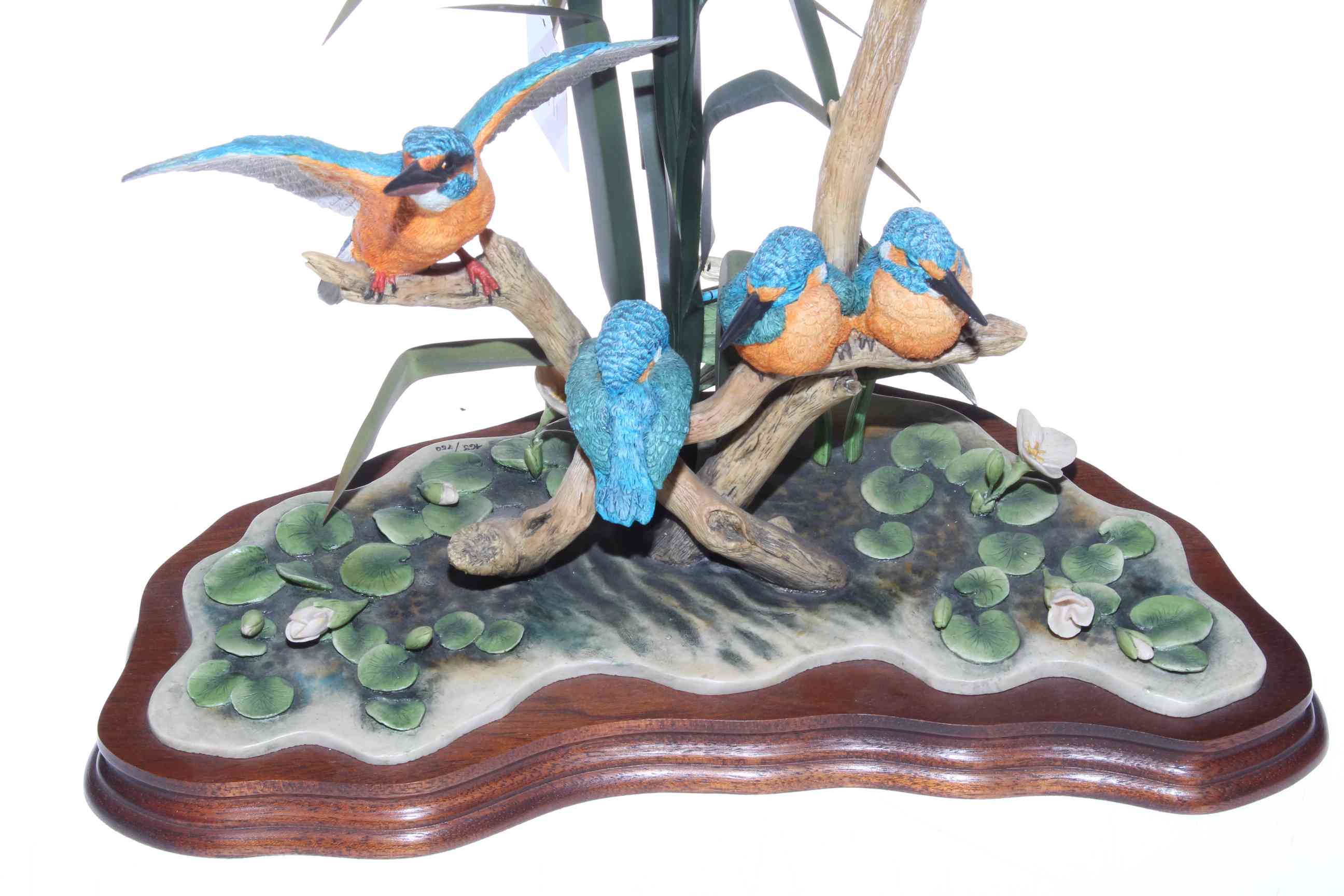 Border Fine Arts Kingfisher Group limited edition 463/750 signed Ayres on wooden plinth, 46cm high. - Image 2 of 2