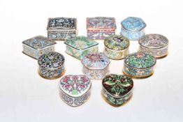 Collection of 12 William Morris bone china trinket boxes.