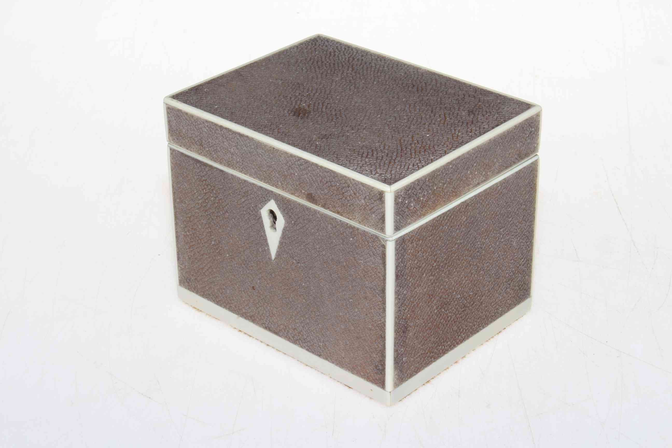 Shagreen and ivory tea caddy, 11.5 cm across. - Image 2 of 3