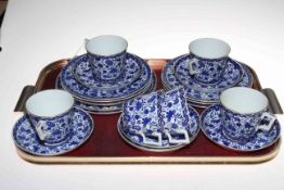 Royal Crown Derby aesthetic design blue and white twenty piece tea set, year ciphers for circa 1915.