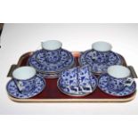 Royal Crown Derby aesthetic design blue and white twenty piece tea set, year ciphers for circa 1915.