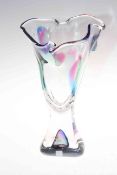 Adam Jablonski art glass vase, signed, 36cm.