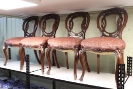 Set of four Victorian mahogany cabriole leg parlour chairs.