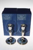 Pair silver candlesticks, marking the Oriana World Cruise 1999, 17.5cm, with boxes.