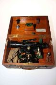 Boxed surveying instrument by Cooke, Troughton & Sims, box 29cm across.