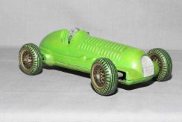 Mettoy clockwork die-cast Single Seat Racing Car with tinplate wheels.