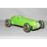 Mettoy clockwork die-cast Single Seat Racing Car with tinplate wheels.