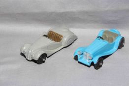 Dinky 38a Frazer Nash BMW and 38f Jaguar SS100 Sports Car. Very Good to Excellent unboxed.