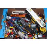 Box of large selection of model vehicles including a few Corgi and Dinky models, Corgi Elf Tyrrell,