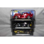 3 Fly Slot Cars Panoz GTR UK Special Edition Red, Panoz GTR Le Mans 97 and Porsche 911 GT S Oliver.