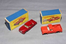 Matchbox Lesney 53 Mercedes Benz 220SE with BPW and 71 Jeep Gladiator Pickup.