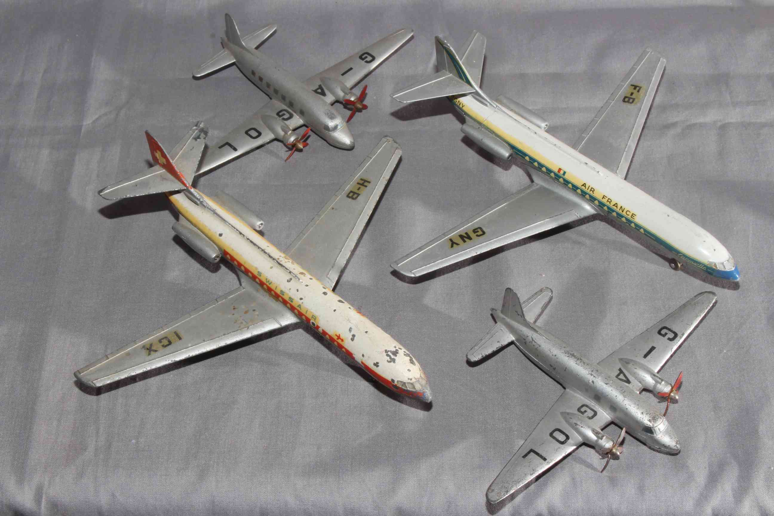Nine Dinky aircraft Caravelle SE 210, Viking, York, Ensign and Armstrong Whitworth.