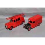 Dinky 25h Streamlined Fire Engine and 34b Royal Mail Van. Very Good to Excellent unboxed.