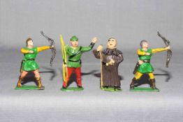 Benbros Robin Hood figures, Friar Tuck and Robin Hood plus others. Very Good unboxed.