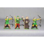 Benbros Robin Hood figures, Friar Tuck and Robin Hood plus others. Very Good unboxed.