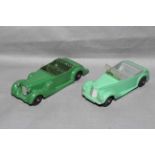 Dinky 38c Lagonda and 38e Armstrong Siddeley Coupe. Very Good to Excellent unboxed.